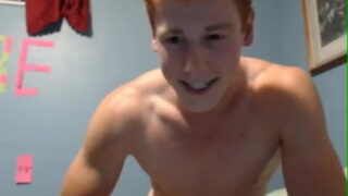 Cute ginger boy stroking his beautiful cock